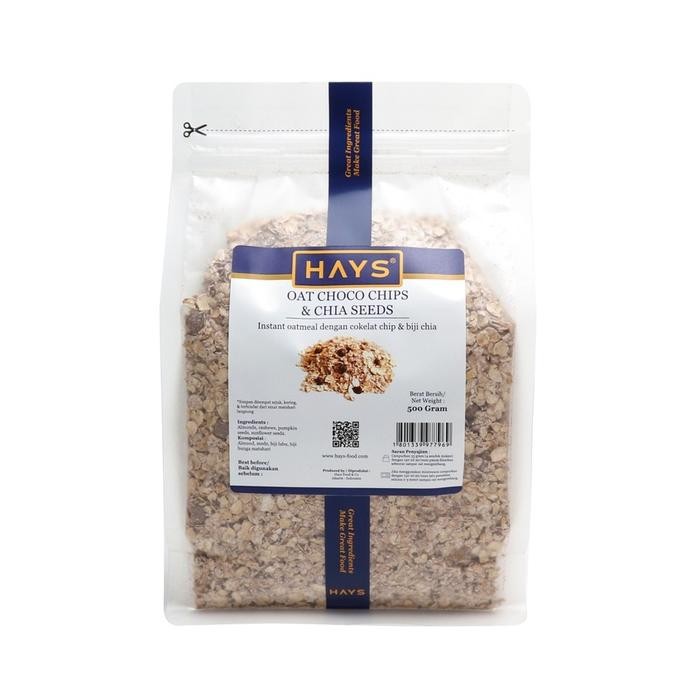 

Sale Oatmeal Choco Chips & Chia seed 500 GRAM / Oat instan / Instant oatmeal dengan choco chip dan biji chia HAYS Cokelat Granola - 500 Gram Terlaris