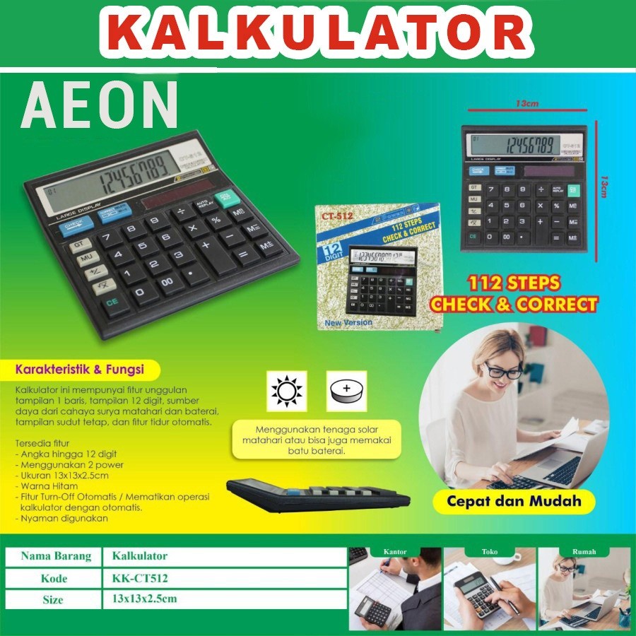 

Kalkulator Calculator Model AEON 12 Digit