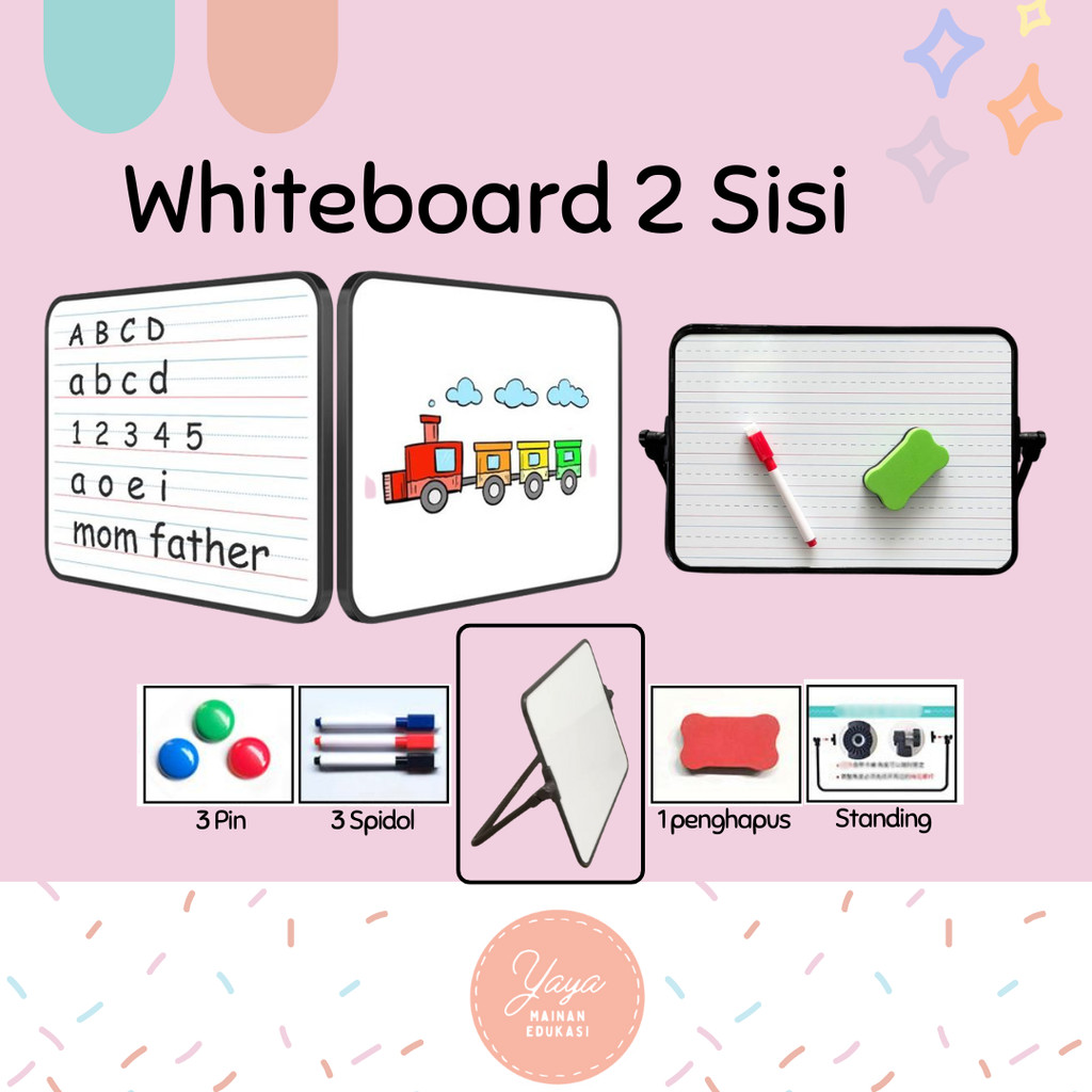 

Whiteboard A4 2 Sisi With Bracket - Magnetic, Standing, 2 Sisi Garis & Polos YM