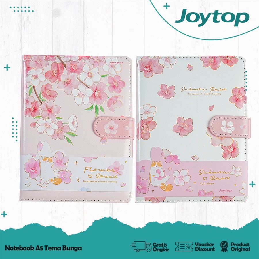 

New Joytop Notebook A5 A6 Pink Flower Sakura Planner Agenda Magnetic/ Buku Catatan Jurnal Diary Motif Lucu / Notebook A5 Tema Bunga Notepad Magnet CutePremium