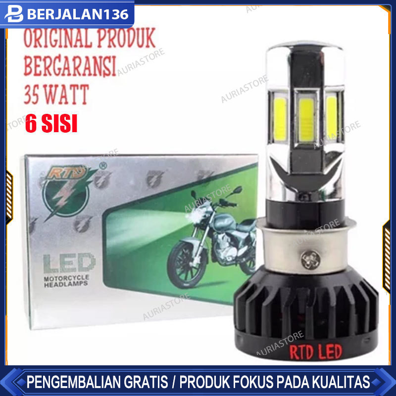 [READY STOCK] LAMPU LED MOTOR RTD 6 SISI / 3 SISI 100% ORIGINAL GARANSI AC DC + KIPAS BOHLAM DOP LAM