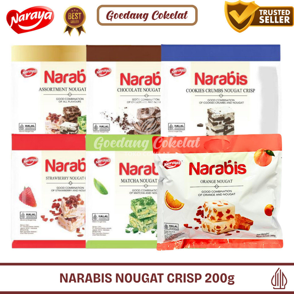 

Naraya NARABIS Nougat Chocolate Strawberry Matcha Cookies Cream Assortment Nougat Crisp 200g