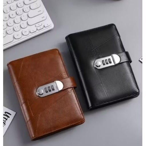 

Binder Tabungan A6 6 Lubang Texture Kulit Polos Pengunci Sandi Keuangan Budgeting Aesthetic