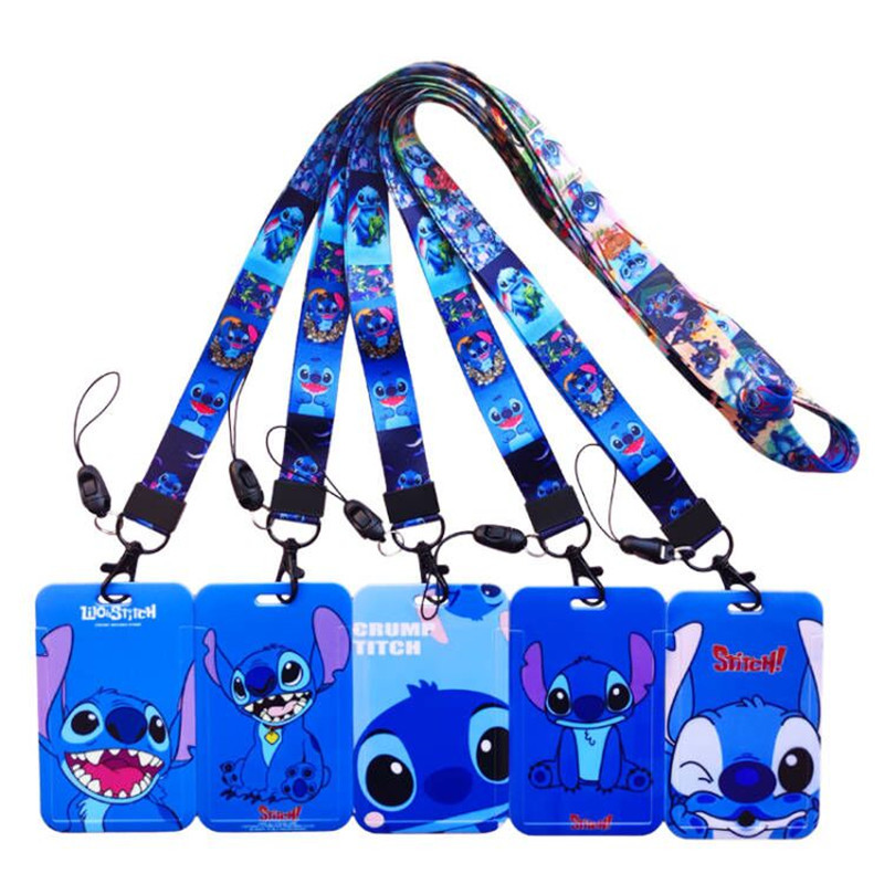 

Disney Stitch ID Name Card Covers ID Card Holder Students Bus Card Case Lanyard Visit Door Identity Badge