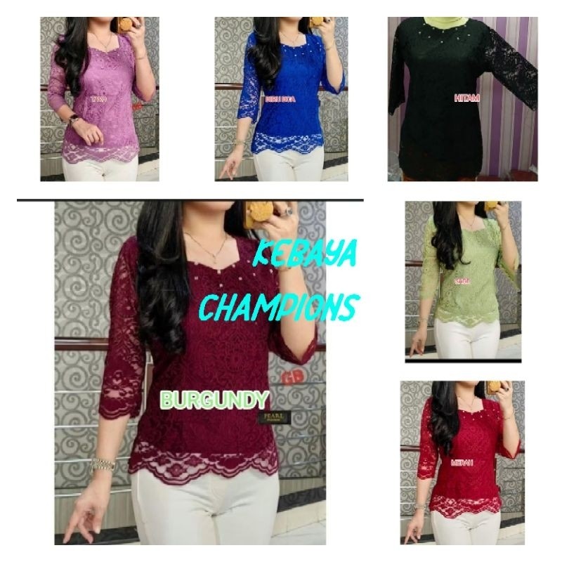 NJ Kebaya Brokat Premium Model Tangan Lurus Terbaru Kebaya Brokat Formal Atasan Kebaya