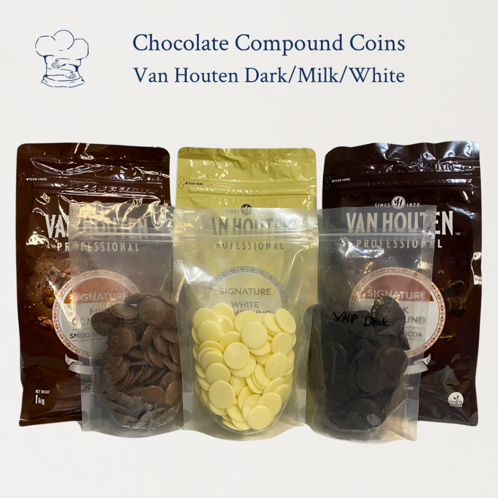 

Van Houten Compound Chocolate 1kg/250gr – Intense Dark / White / Milk untuk Cokelat Leleh dan Baking