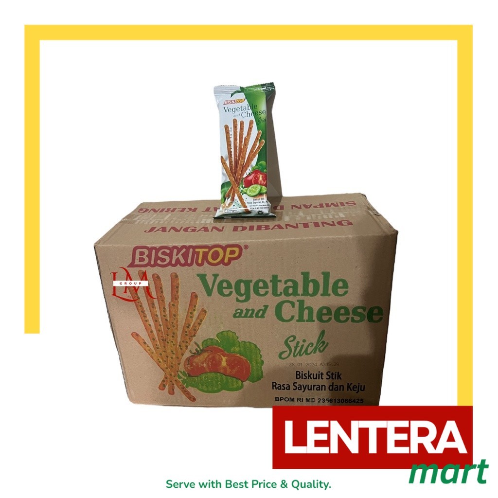 

[1 DUS] Biskitop Biskuit Stick Vegetable and Cheese Stick Isi 40pcs @50gr LenteraMart