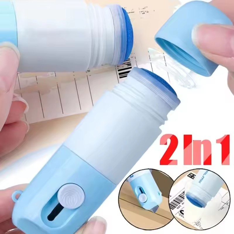 

2 In 1 Thermal Paper Correction Solution & Parcel Box Opening Knife Home Office Identity Data Security Protection Liquid Eraser