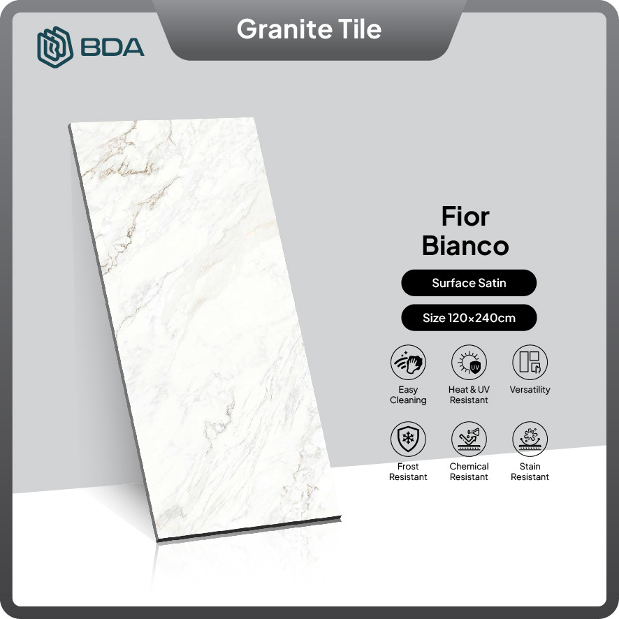 BDA Granite Tile Granit 120x240 Keramik Lantai Keramik Dinding Fior Bianco