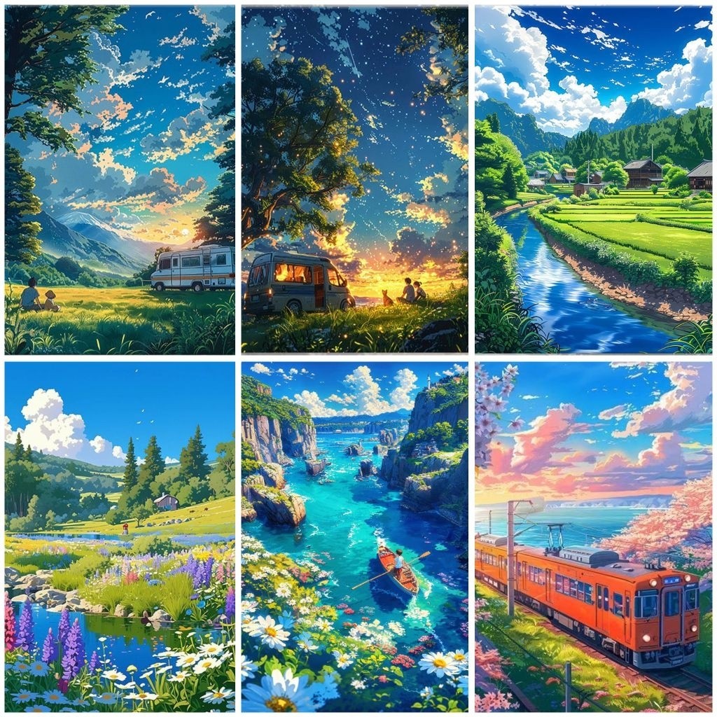 

Paint By Number Ghibli Aesthetic Sudah Terpasang Bingkai DIY Lukisan Painting Kit Canvas 30x40cm
