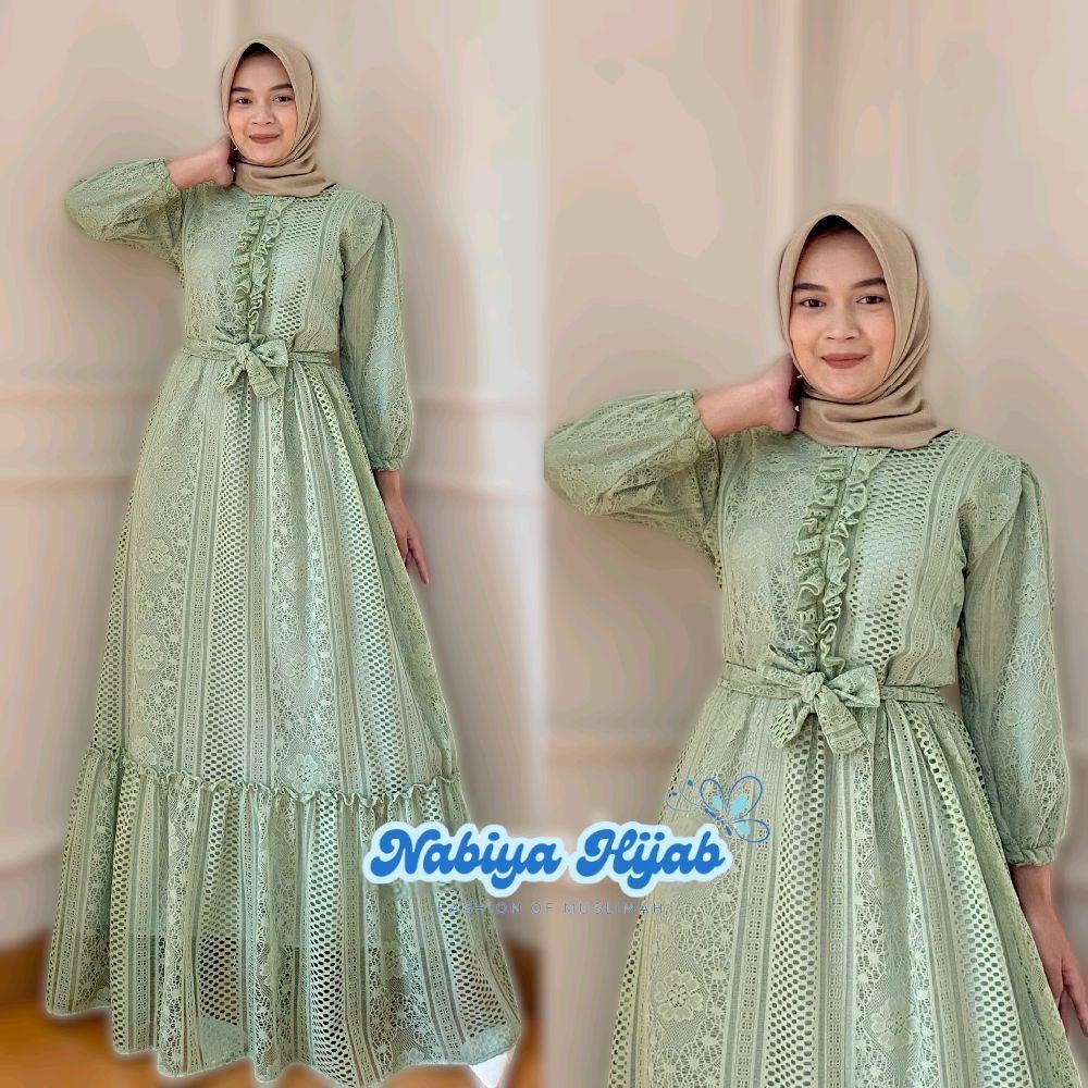 S M L XL XXL  5L Zizara Gamis Dress Brukat Furing Satin Kondangan Wanita Muslim Mewah Jumbo Ld 140 1