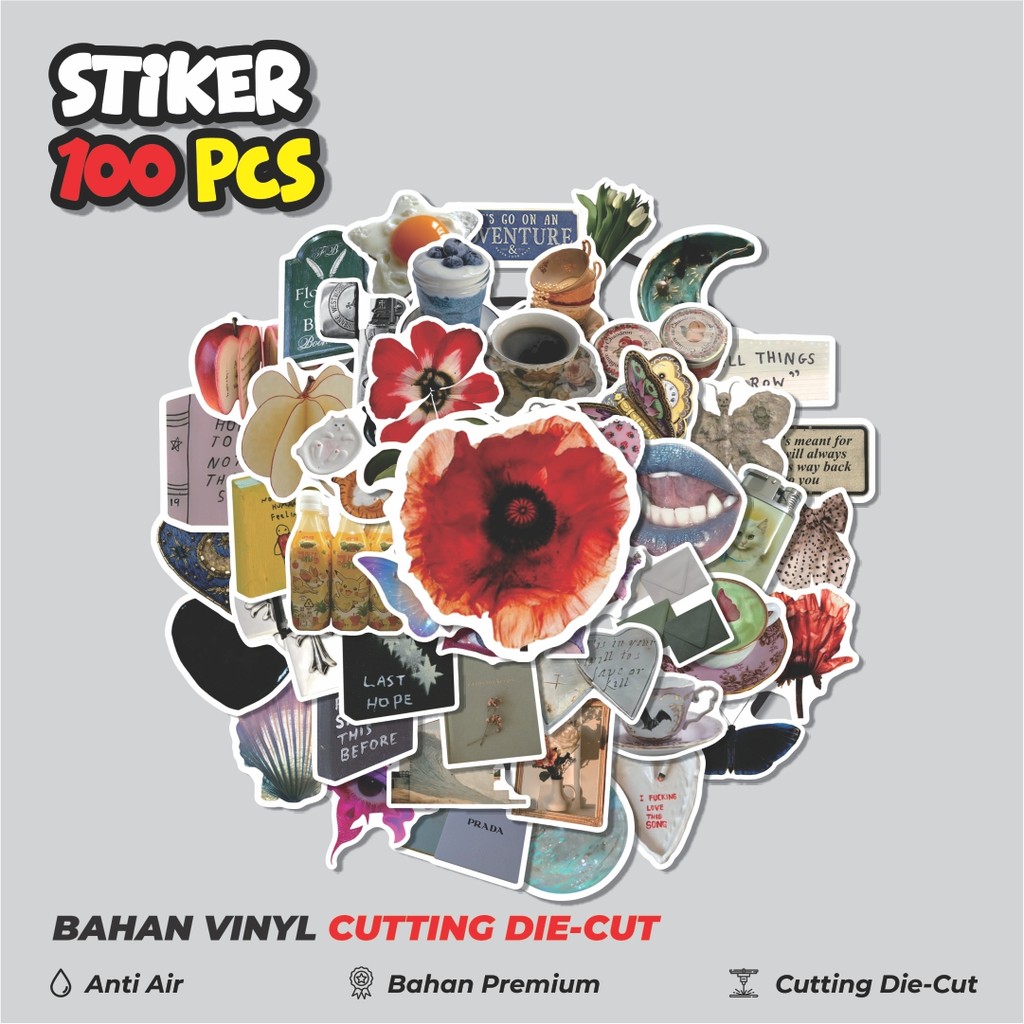 

Terbaru! 50 pcs Stiker Vintage Aesthetic Dekorasi Lucu Kreatif untuk Notebook, Skateboard, HP