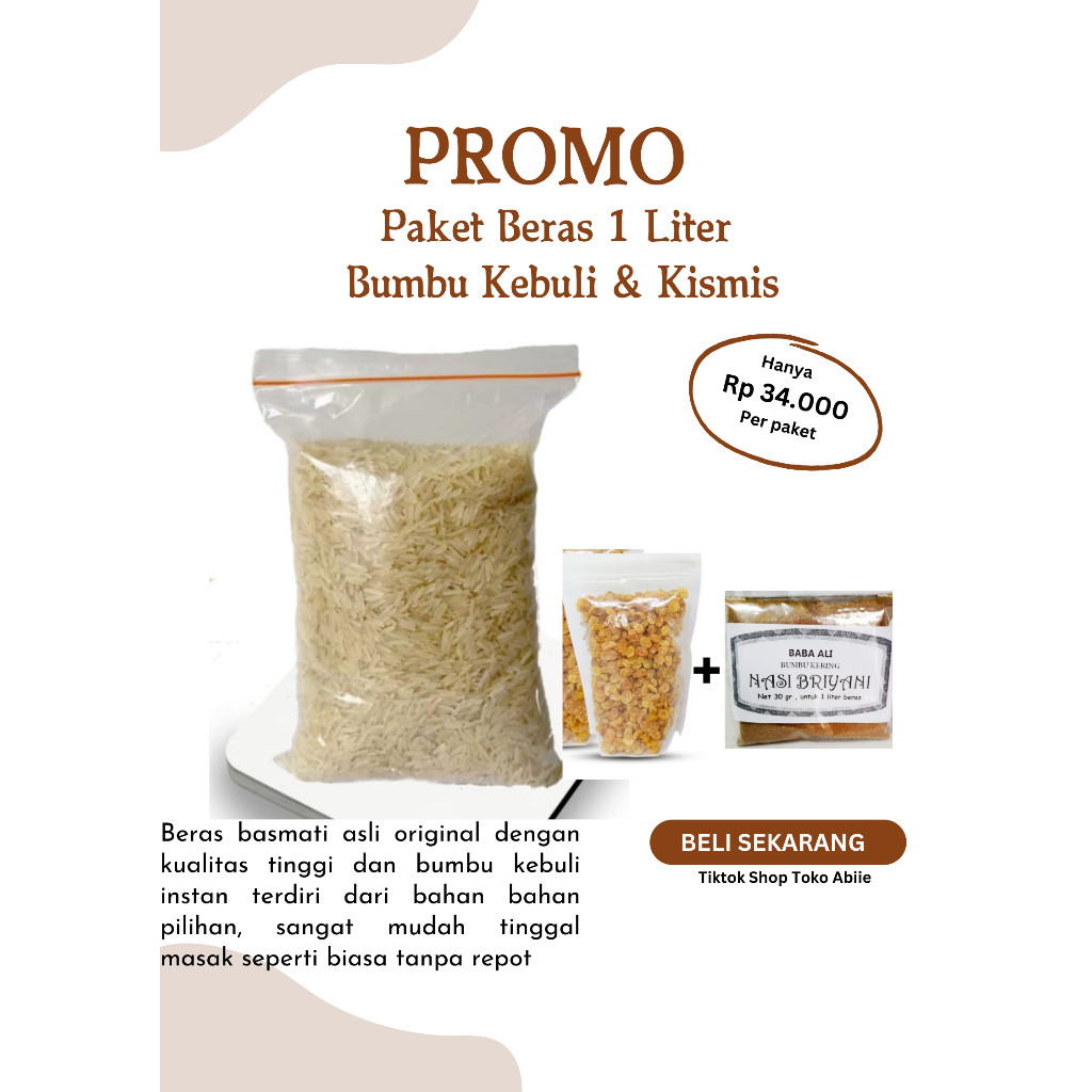 

Beras Basmati 1 liter gratis kebuli dan kismis Original Arabian Food