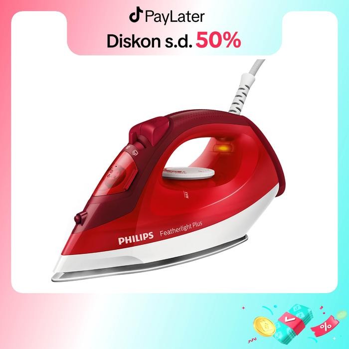[TERLARIS] Philips Setrika Uap GC1424/45 Merah - Setrika Uap Optimal, Tapak Non-Stick, setrika phili