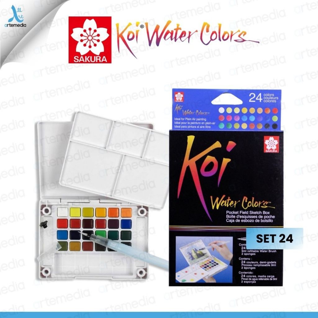 

Sakura Koi Watercolor 24 Pocket Field Sketch Box Set Cat Air Regular/Iridescent