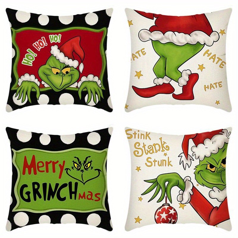Home Decor Grinch Christmas: Fun and Festive Design Pattern Cushion Cover Suitable for Sofa Bedroom 