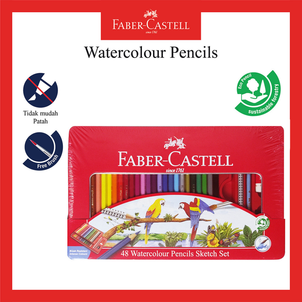 

Pensil Warna Faber Castell / Tin Case 48 Warna / Water Colour Pencil / Ukuran Panjang / Bonus Kuas