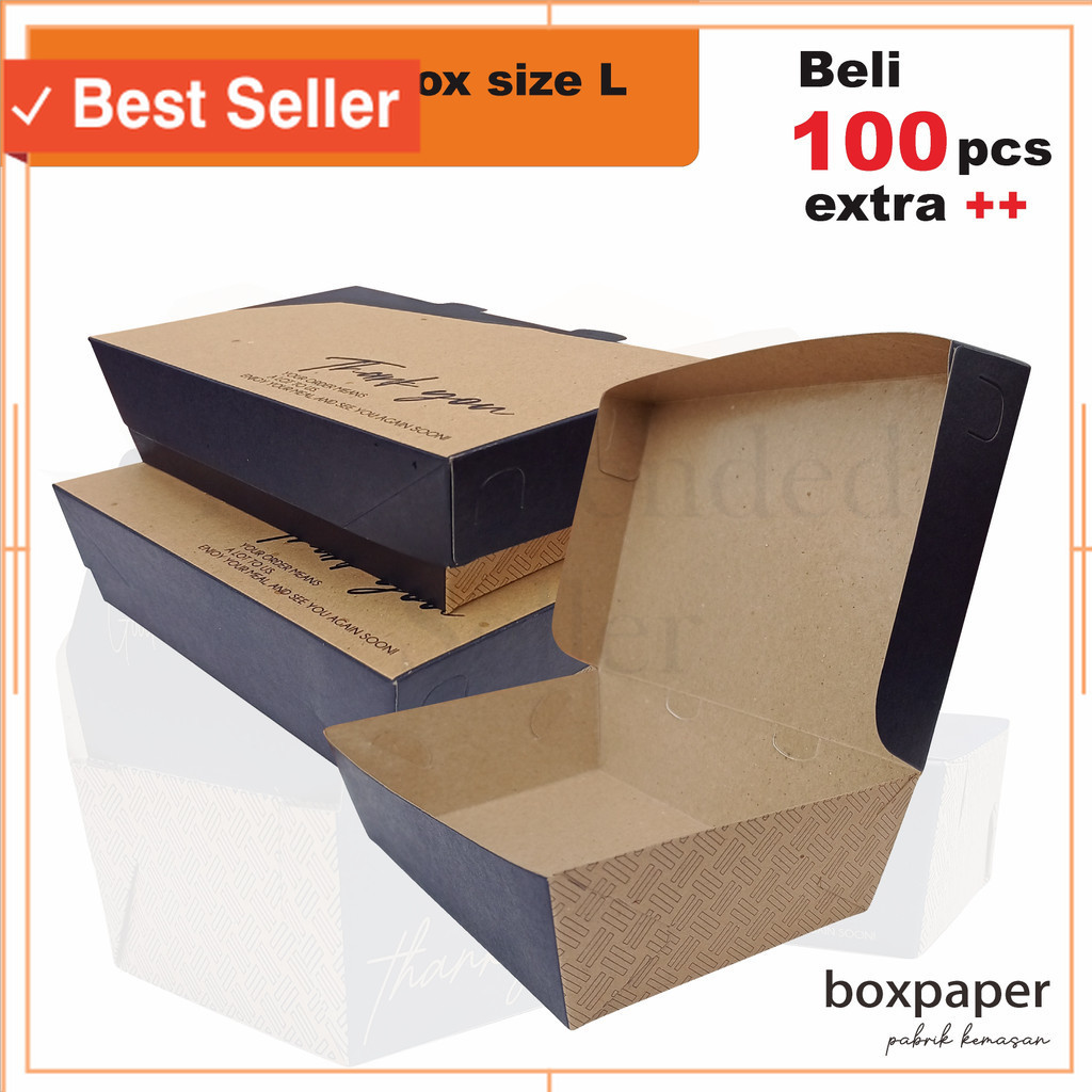 Termurah Barang Bagus Berkualitas / Paper Lunch Box size ( L )  Kraft Laminasi  Kotak Dus Makan Ayam