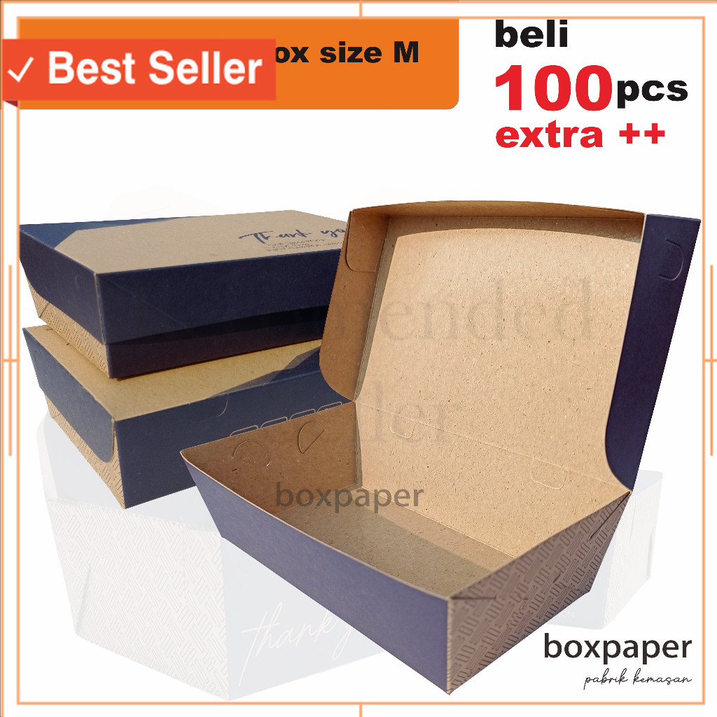 Termurah Barang Bagus Berkualitas / Paper Lunch Box ( size M ) Laminasi Kraft Kotak Dus Makan Ayam N