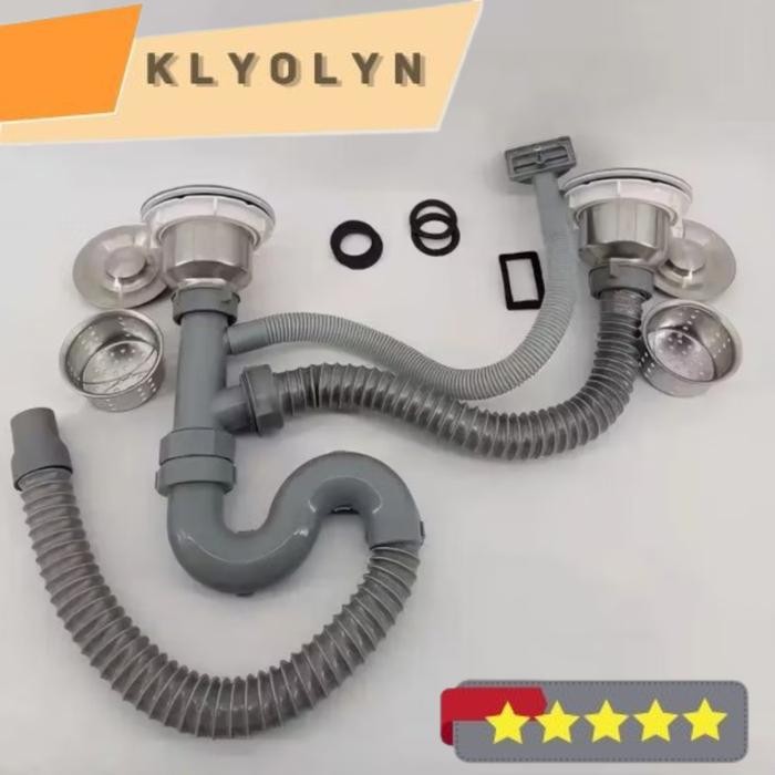 Selang pembuangan bak cuci piring 2 bak /Selang kitchen sink ori - Selang+Afur