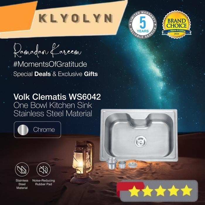 VOLK CLEMATIS BAK CUCI PIRING - BAK CUCI PIRING SATU LUBANG (WS6042)