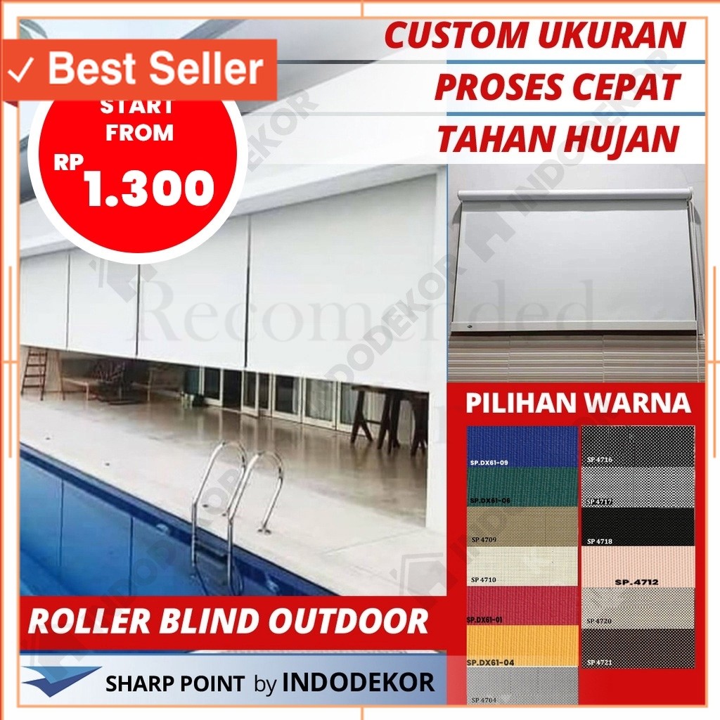 Termurah Barang Bagus Berkualitas / Suntex Roller Blind Outdoor Tahan Air Hujan Waterproof SHARP POI