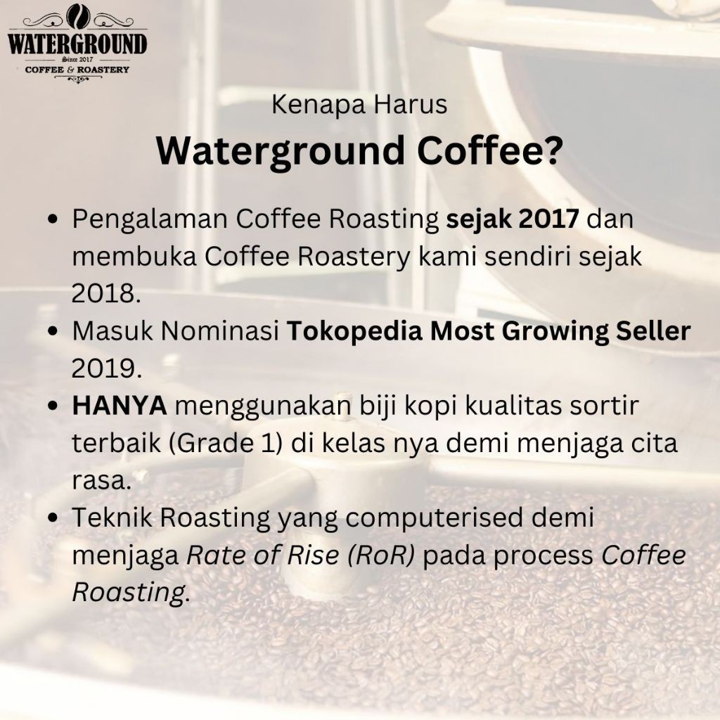 

JAMIN MURAH !!!Waterground Coffee Kopi Arabika Toraja Sapan Biji Kopi GRADE 1 Single Origin, 500 GR(BISA LANGSUNG ORDER)