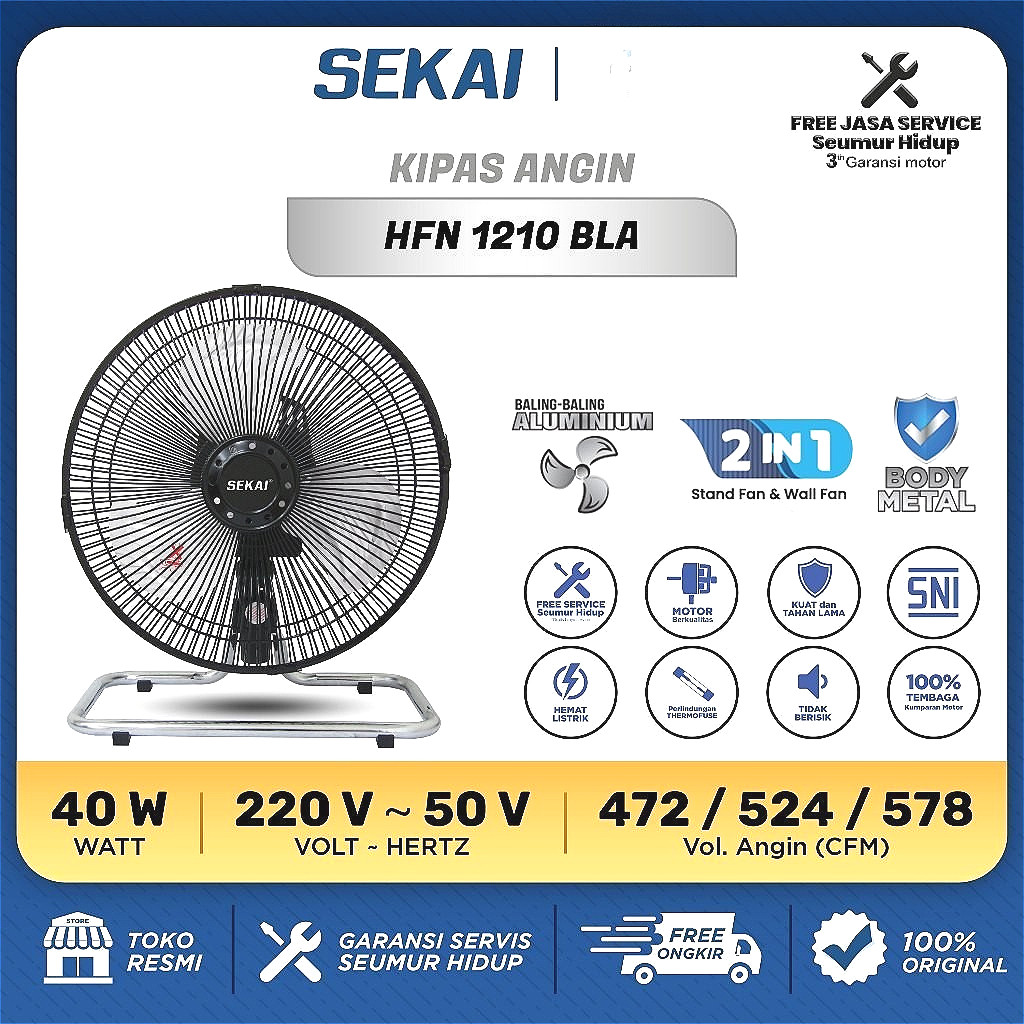 SEKAI Kipas Angin Dinding HFN 1210 Kipas Angin Meja Tornado 12in 12inch 12 Inch