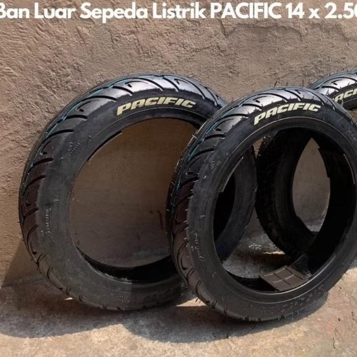 Ban luar sepeda listrik 14 x 2.50 inch Ban Tubeless Exotic dan Pentil Terlaris