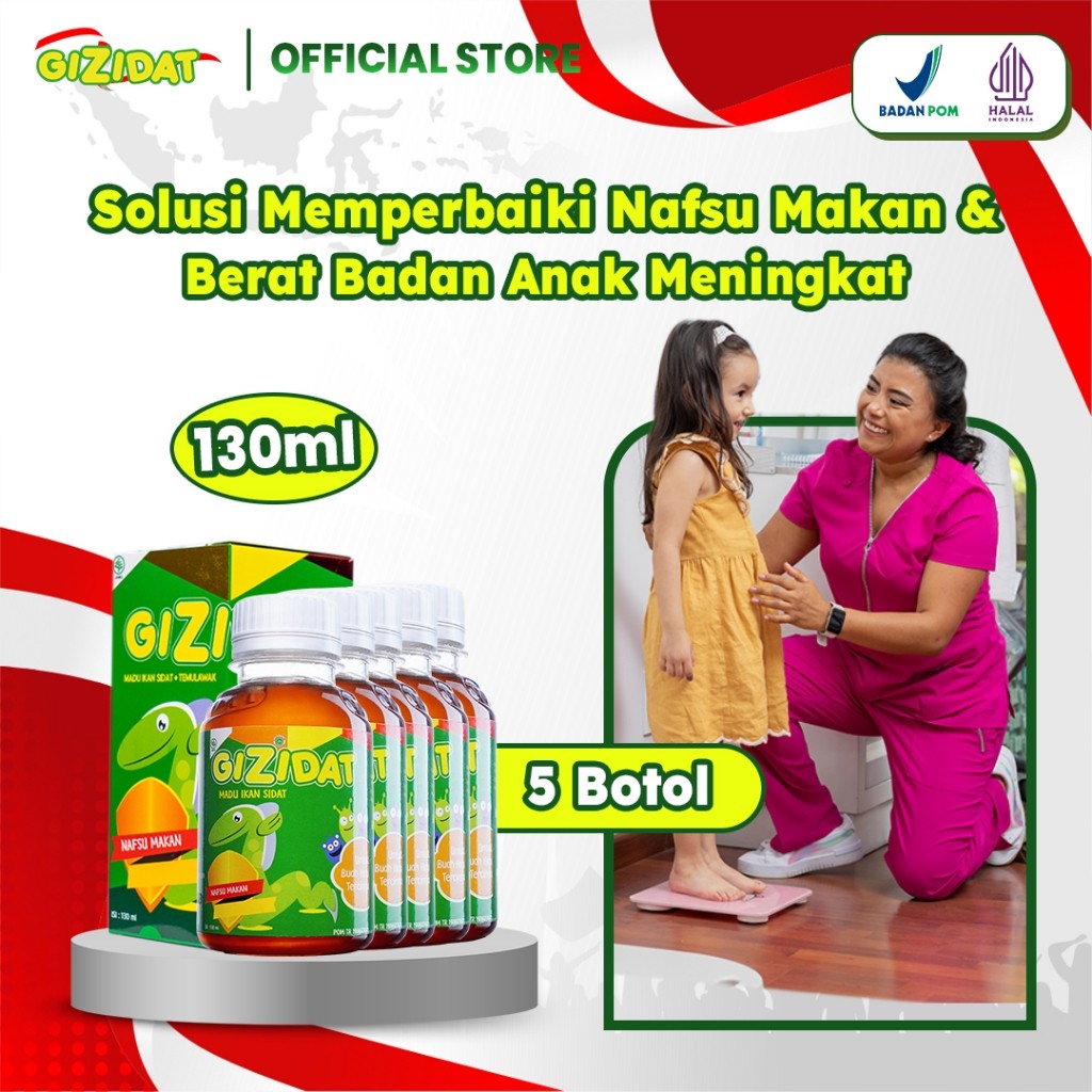 

SALE Gizidat Madu Anak Penambah Nafsu Makan - 130 ml (5 Botol) - Free Tas Anak