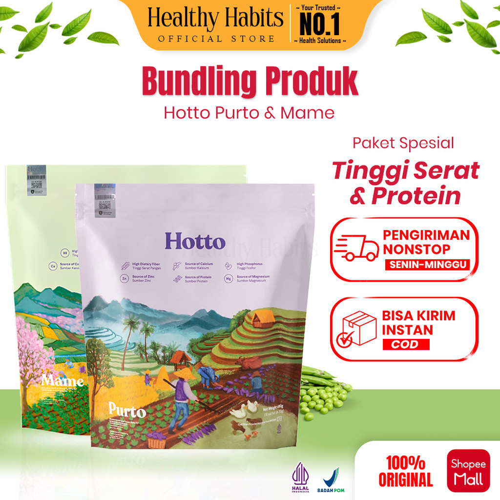 

SALE Hotto 2 Pouch Mame Purto Multigrain with Purple Potato Aman untuk Kolestrol, Diabetes, Maag