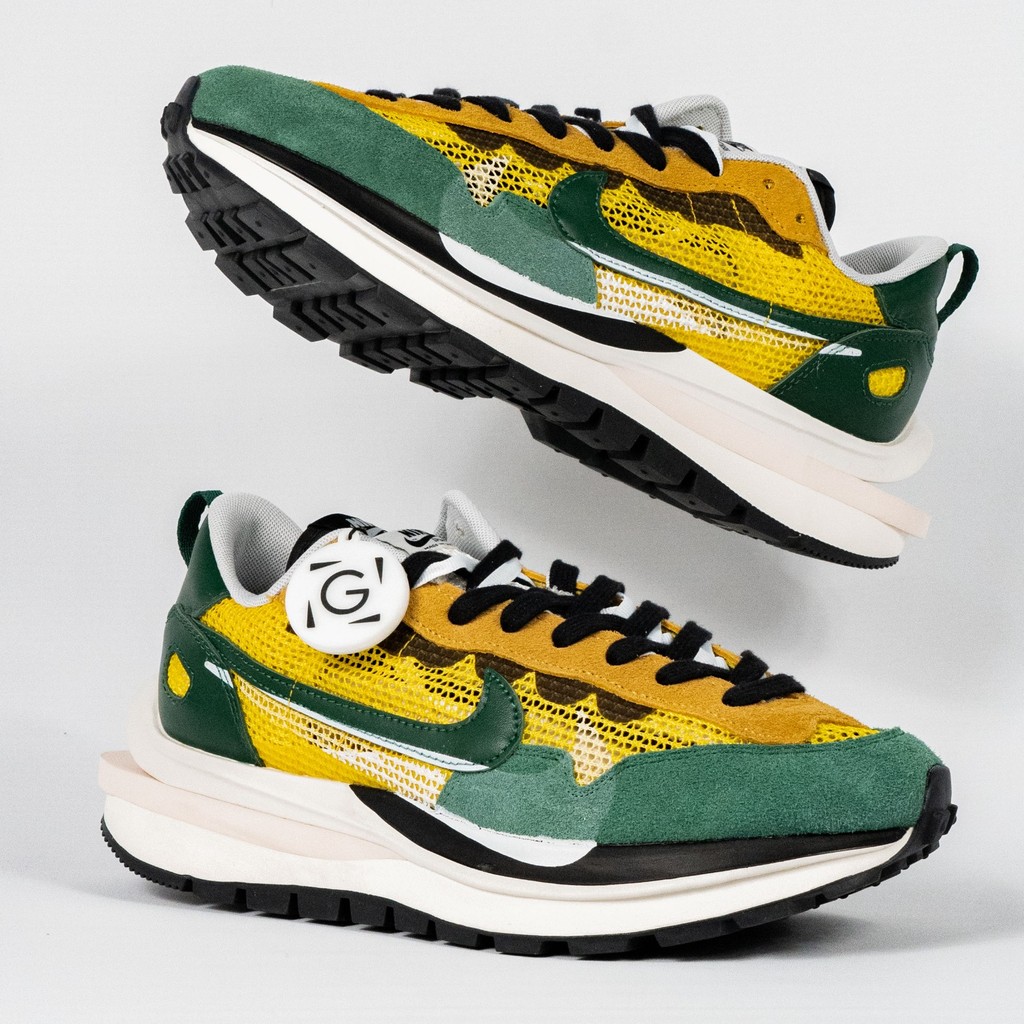 Sepatu Nike Sacai Vaporwaffle Tour Yellow Green Sepatu Casual Gym Olahraga Joging Pria Wanita