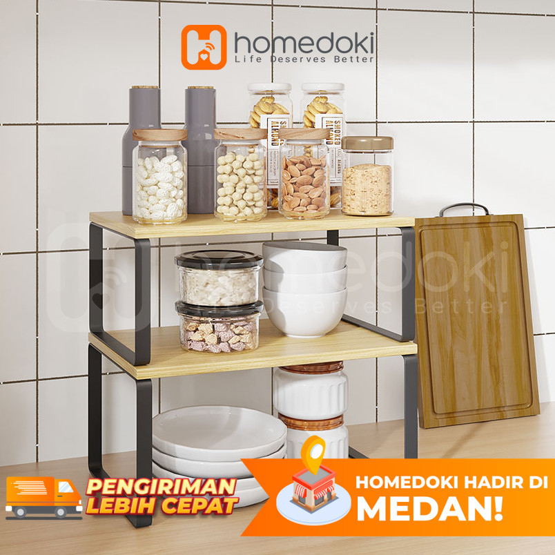 Homedoki Rak Susun Serbaguna/Rak Piring/Rak Dapur/Rak 2 Susun