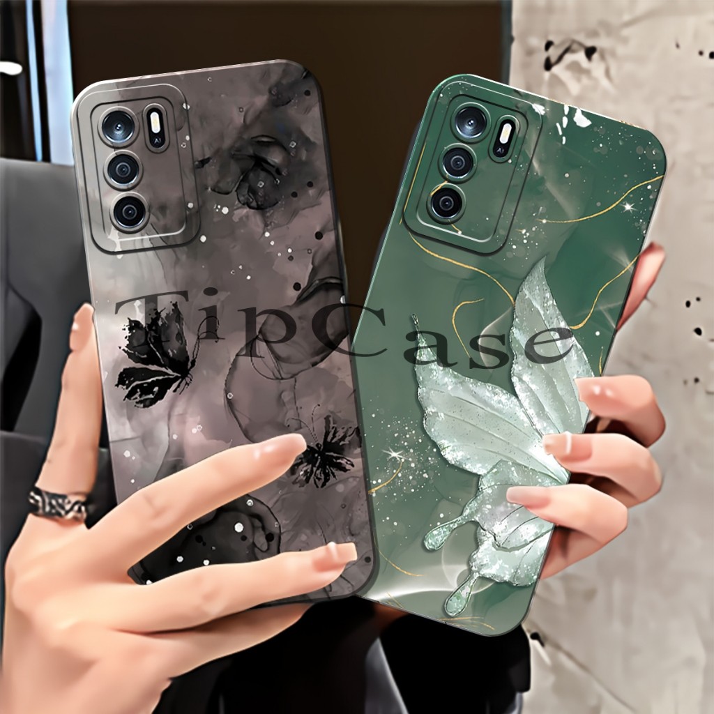 Case Hp Untuk Oppo A16/ A54s/ A54  Fashion Case Silikon Lentur Procamera  Motif Kupu-Kupu Aesthetic
