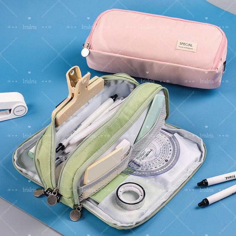 

Kotak Pensil Sekolah Kapasitas Besar Pencil Case 3 Compartment Pouch Pen Bag Double Side Opening Student Stationery Organizer School Supplies