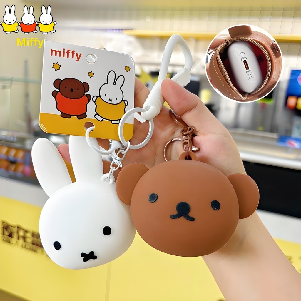 

Kawaii Anime Miffy Rabbit Boris Bear Silicone Coin Purse Cute Cartoon Mini Earphone Bag Pendant Coin Storage Bag Girl Gift