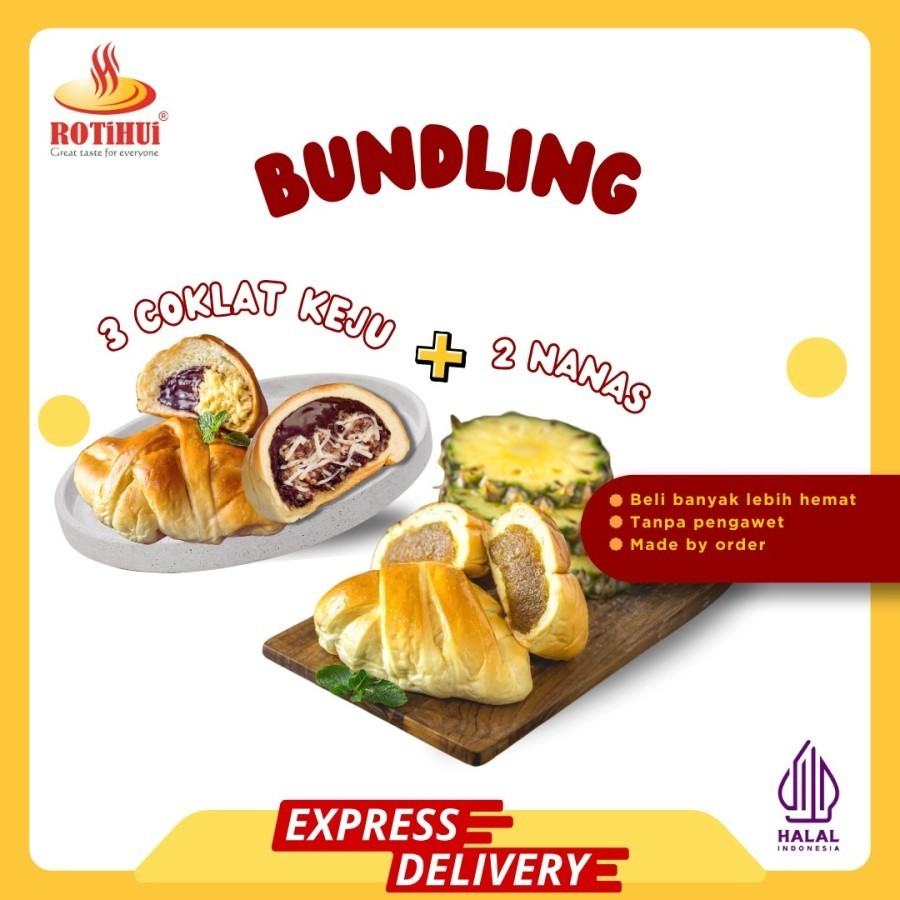 

ROTIHUI - BUNDLING 3 COKLAT KEJU + 2 NANAS