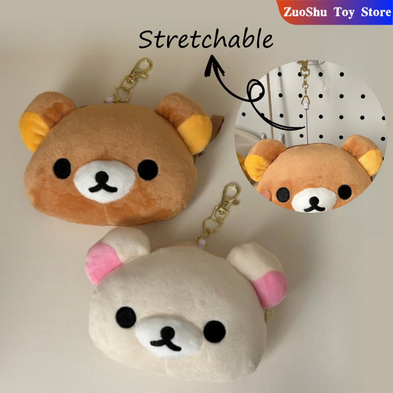

Kawaii Rilakkuma Plush Mini Storage Bag Card Pen Eraser Storage Bag For Kids Zero Wallet Schoolbag Pendant Bag School Stationery