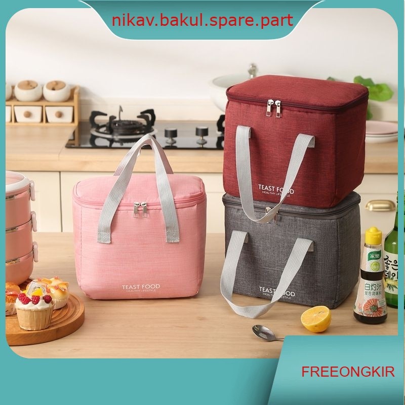 Tas Bekal Makan Segi Panjang/lunch cooler bag Aluminium foil KAPASITAS besar Import -BM28