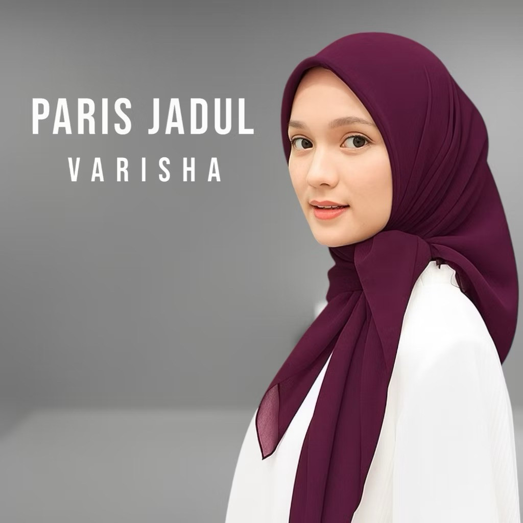 VARISHA | PARIS JADUL hijab segiempat polos wanita original varisha 110x110 - Harga Grosir