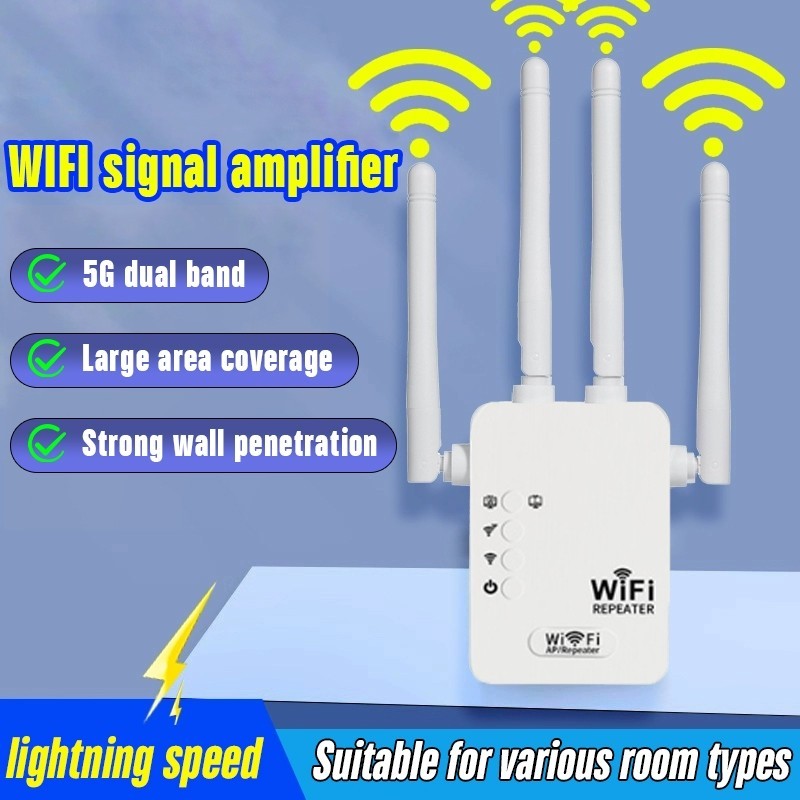 Penguat Sinyal WiFi 1200Mbps - Extender Jangkauan WiFi 2.4G - Repeater WiFi Booster - Alat Perluas S