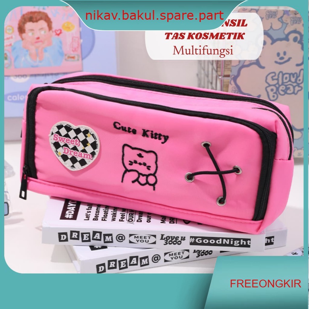 

Tempat Pensil Stlye Korea / Tas Kosmetik / Kotak pensil Multifungsi Waterproof/ Pencil Case Alat Tulis Desain Karakter 3D Lucu