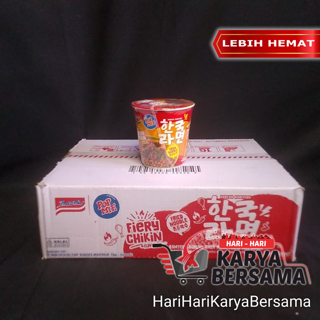 MAKANAN MI INSTAN POP MIE CUP FIERY CHIKIN PEDAS ALA KOREA PER KARTON ISI 12'S X 71GR