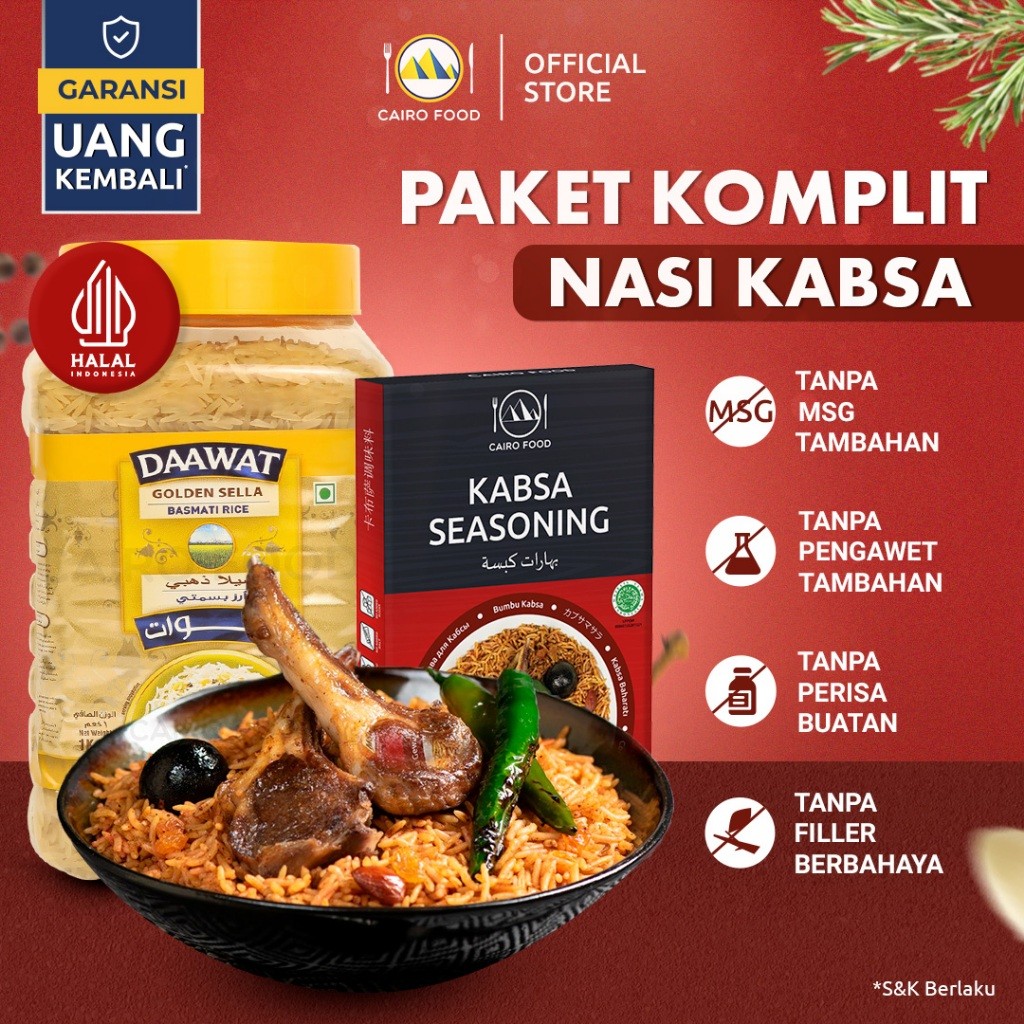 

Paket Komplit Nasi Kabsa Sehat – Tanpa MSG, 100% Rempah Murni | Cairo Food