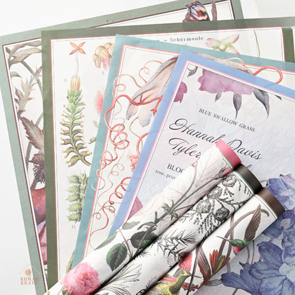 

RUMAH KRAVE - Kertas Motif Flora dan Fauna Wrapping Paper Kado Buket