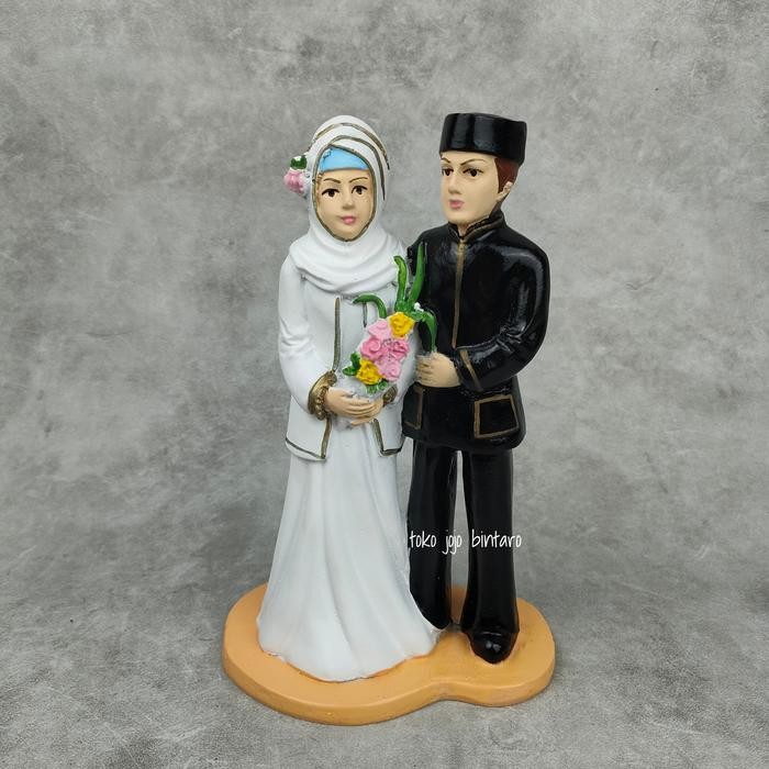 HIASAN CAKE PENGANTIN HIJAB MUSLIM BERDIRI (PMWMUSLIM) /TOPPER WEDDING
