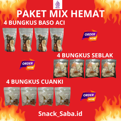 

Paket Mix 12 bungkus Baso aci 4 cuanki 4 seblak 4 Murah Hemat