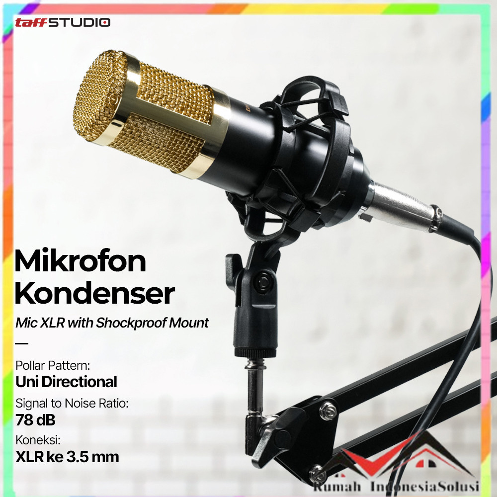 

- TaffSTUDIO Mikrofon Kondenser Studio Mic XLR with Shockproof Mount - BM-800 -