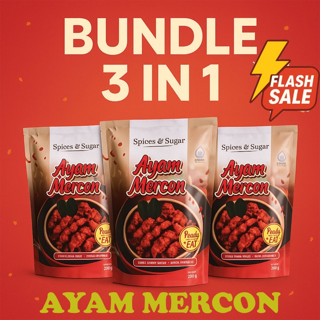 

Ayam Mercon Pedas Level Ekstra Ready To Eat – Makanan Siap Saji Pouch Praktis Tinggal Dipanaskan & Siap Santap by Spice's & Sugar