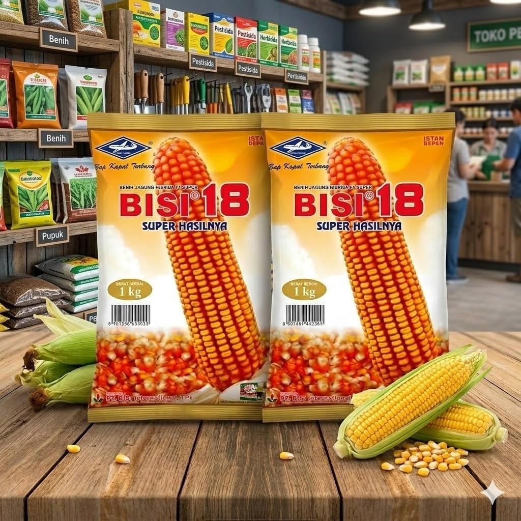 Biji Jagung Hibrida Bisi 18 1kg - Tahan Bulai, Umur Panen 100-125 Hari